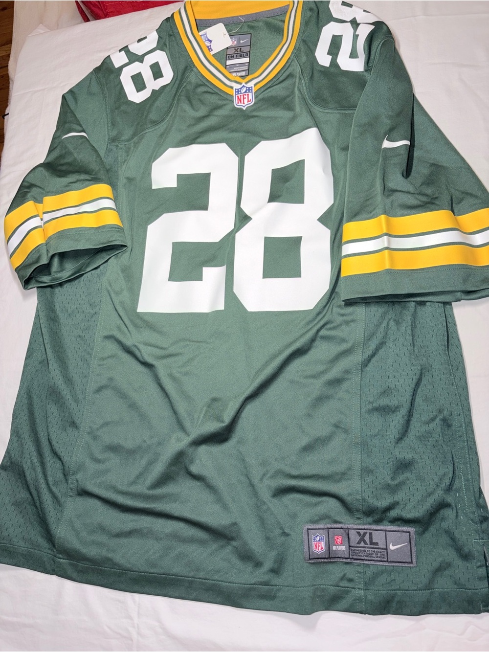 Nike Green and Yellow #28 Men's Football Jersey